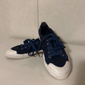 COACH Kattie Sz 6.5 Navy Blue Optic C Suede Leather Sneakers